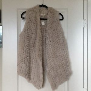 Fur taupe vest size M